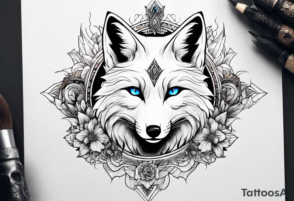 White fox mystic tattoo idea