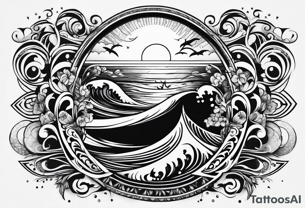 Black surfer tattoo idea