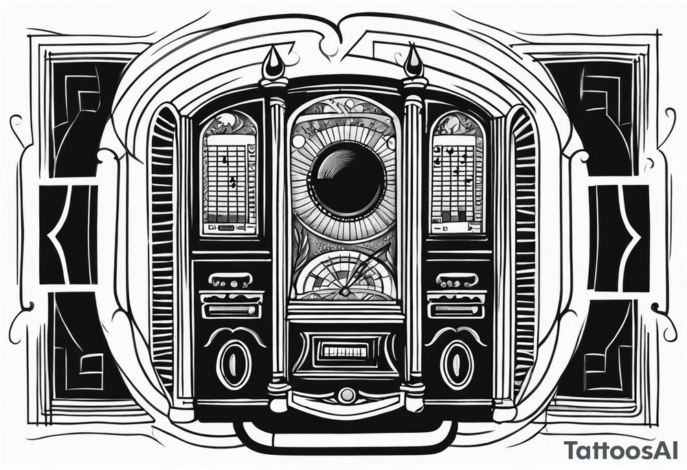 man playing music jukebox tattoo idea