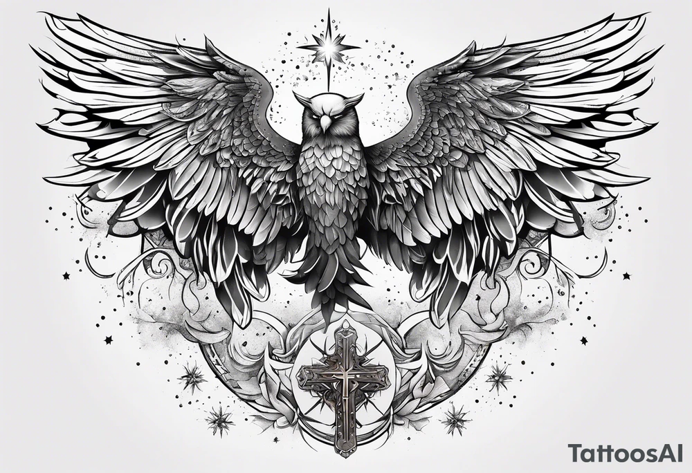 Constellation, Angel wing , animal  snow , cross tattoo idea