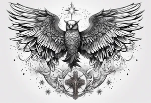 Constellation, Angel wing , animal  snow , cross tattoo idea