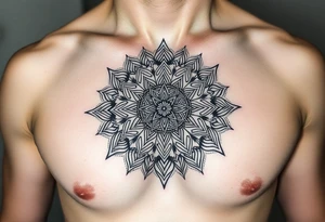 intricate mandala with sacred geometry and cosmic elements tattoo idea