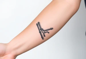 wide vertical System of thin pipes that transitions and transforms outwards of sides and end into thick, widespread 
veins of forearm tattoo idea
