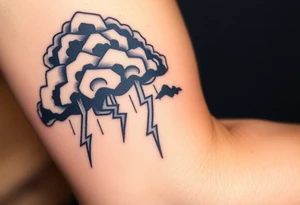 Black storm clouds with rain & lightning bolts tattoo idea