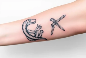 Imaginez le Colisé  de rome une salamandre et un guerrier tattoo idea