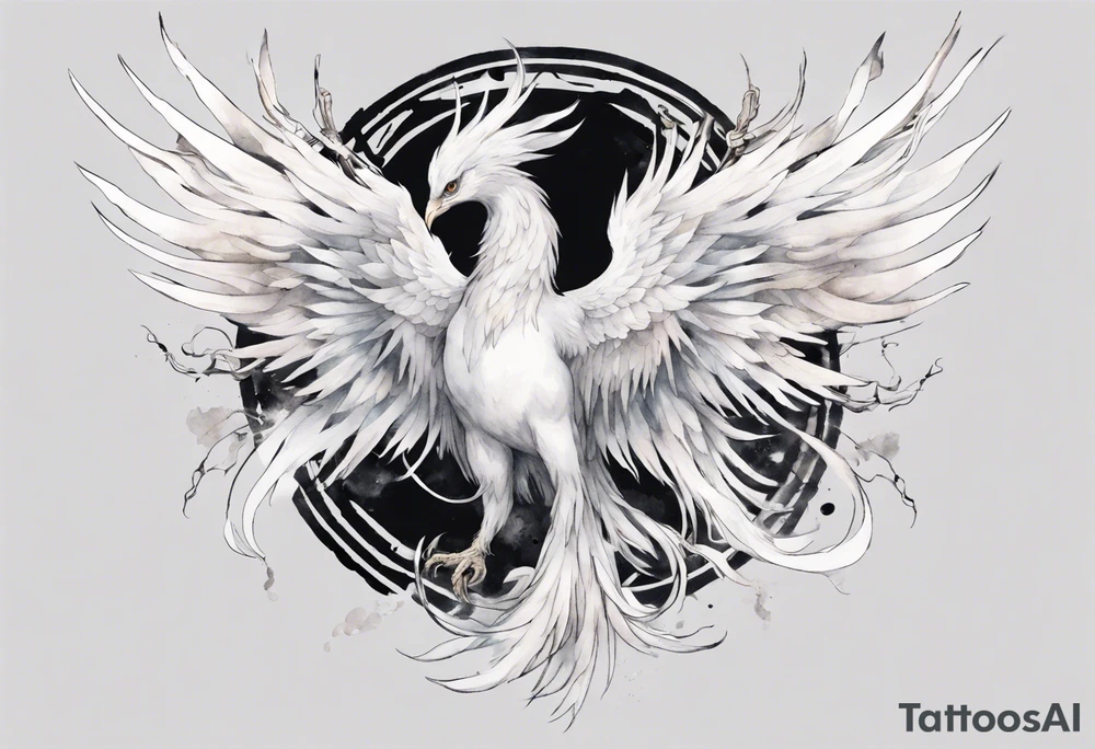 a white phoenix with an iron circlet on its head tattoo idea