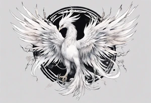 a white phoenix with an iron circlet on its head tattoo idea