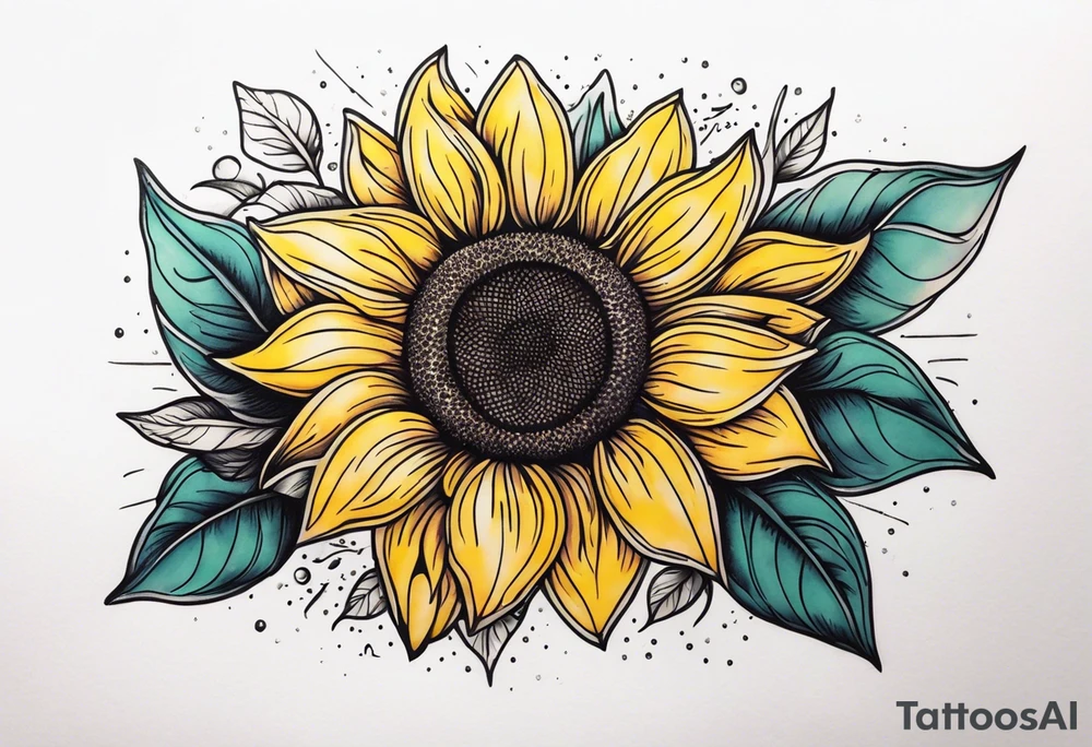 Sunflower arm sleeve tattoo idea