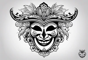 Laughing mask Mexican style tattoo idea