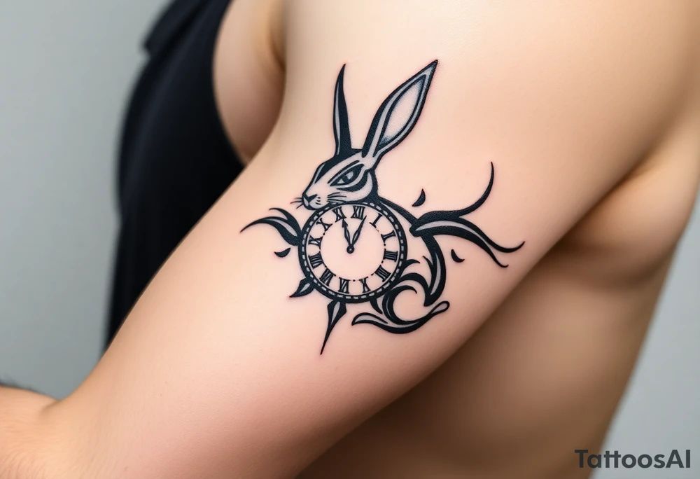 Rabbit with a Clock tattoo idea