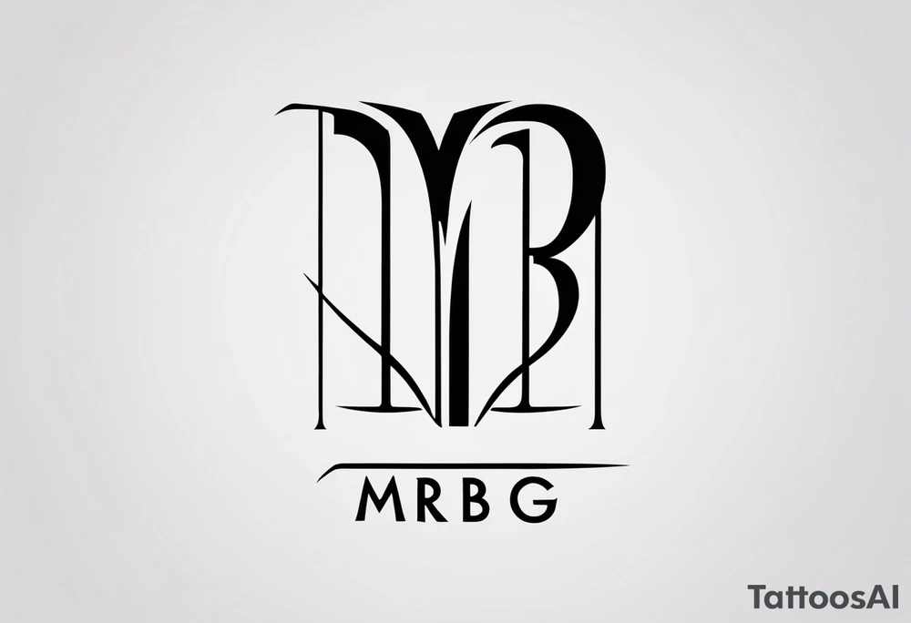 minimalist logo-style tattoo that consists of the letters 'MRBG'. simple and not too fancy, just the clean and bold letters arranged in a stylish way.  no figures or additional elements such as people, animals, or objects in the design. tattoo idea