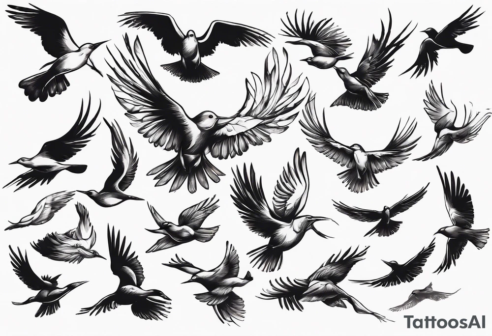 flock of birds flying away tattoo idea