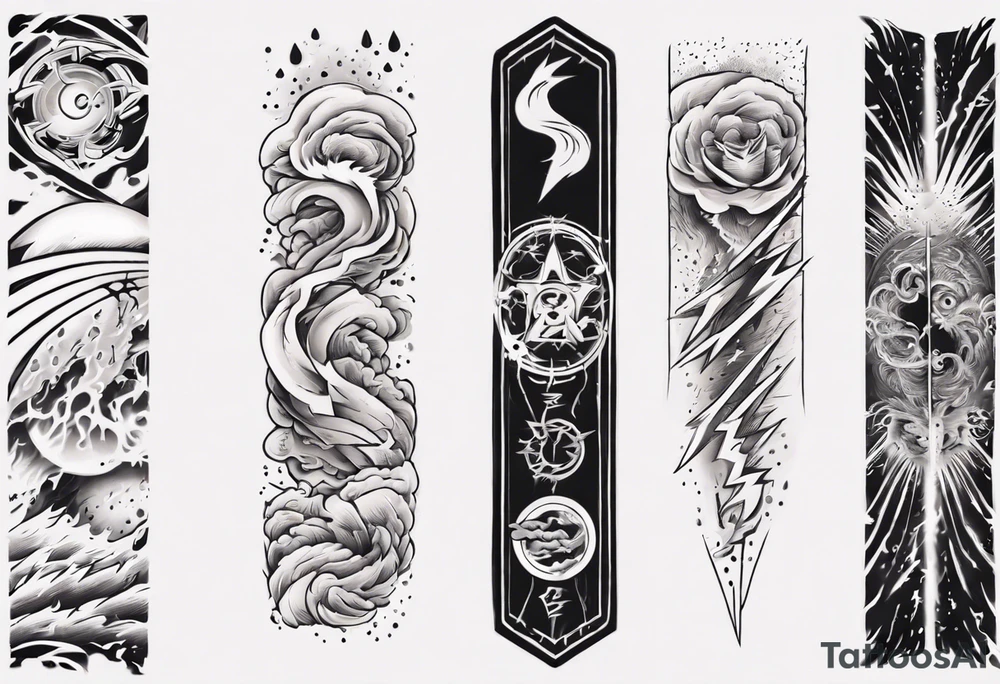 forearm sleeve thunder pattern tattoo idea