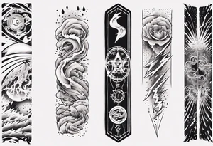 forearm sleeve thunder pattern tattoo idea