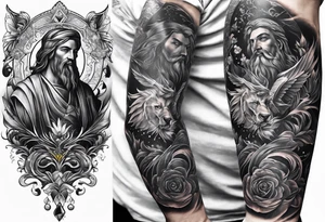 Sleeve tattoo biblical tattoo idea