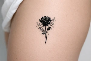 A single rose silhouette with shards of ice fragments. tattoo idea