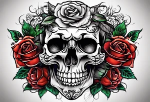 skull and roses tattoo idea