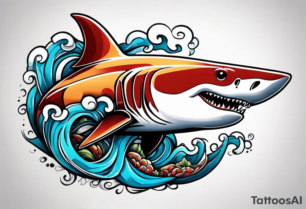 Shark coiled around arm tattoo idea