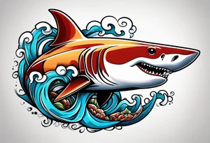 Shark coiled around arm tattoo idea