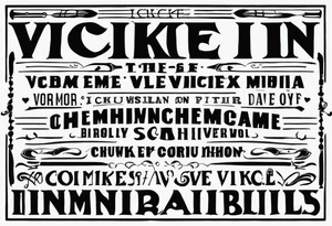 Dark bold lettering using the name Vickie in the Cherokee Indian syllabus tattoo idea