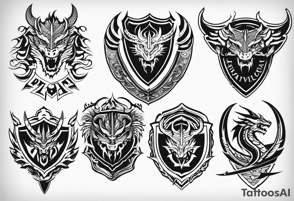 Valhalla sword shield dragon head tattoo idea
