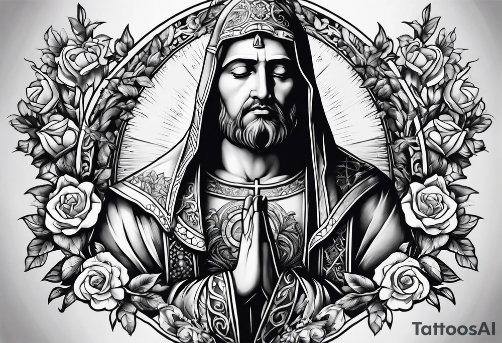 Pain, discipline and catholic religion tattoo idea