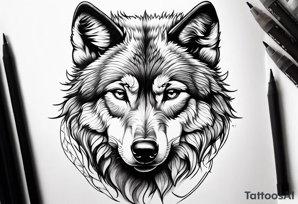 baby wolf tattoo idea