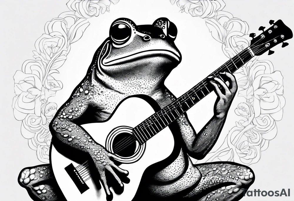 Frog playing guitar. tattoo idea