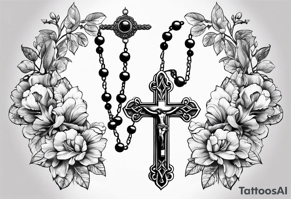 rosary with beads
 on forearm tattoo idea