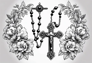 rosary with beads
 on forearm tattoo idea