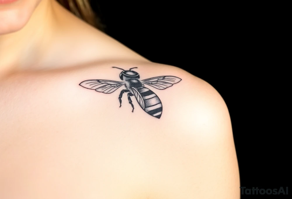 bee with a pilots hat flying next to a jet plane tattoo idea