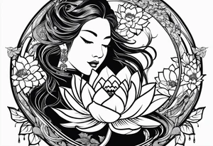 harpe en feuille de lotus tattoo idea