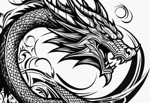 Old school dragon swirling tattoo idea