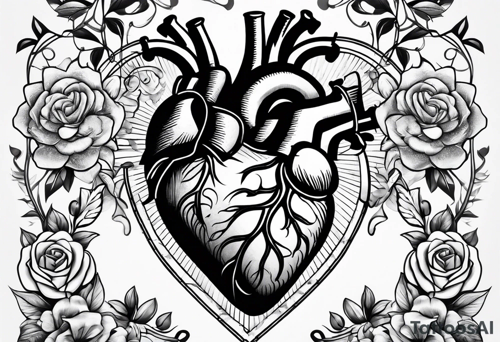 heart with four kids tattoo idea