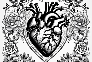 heart with four kids tattoo idea