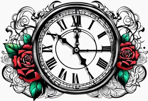 Cross anchor clock and Rose for a halve sleeve tattoo idea