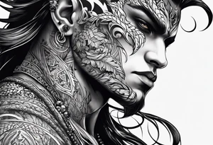the shadow of a demon following a men tattoo idea