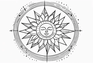 Sun with lines and dots tattoo idea