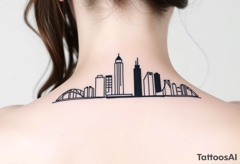 small thin lines pittsburgh skyline tattoo idea