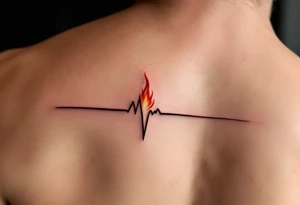 A red EKG line transforming into a small flame at the peak, symbolizing passion and energy. tattoo idea