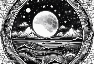 April Galaxy stars moon love tattoo idea