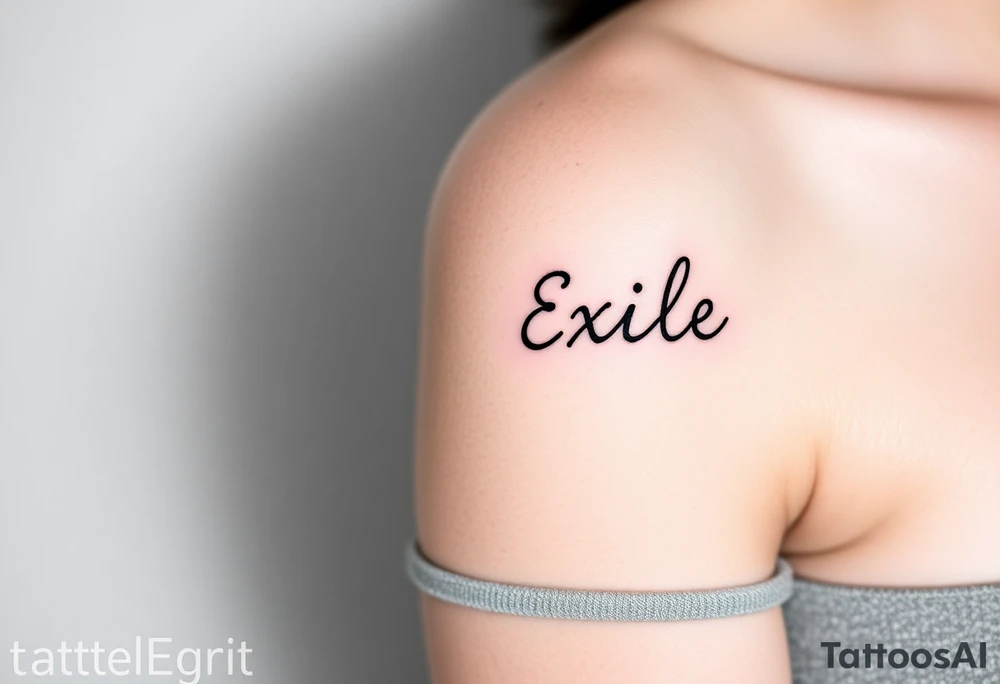 Word "Exile" in font IM Fell DW Pica tattoo idea