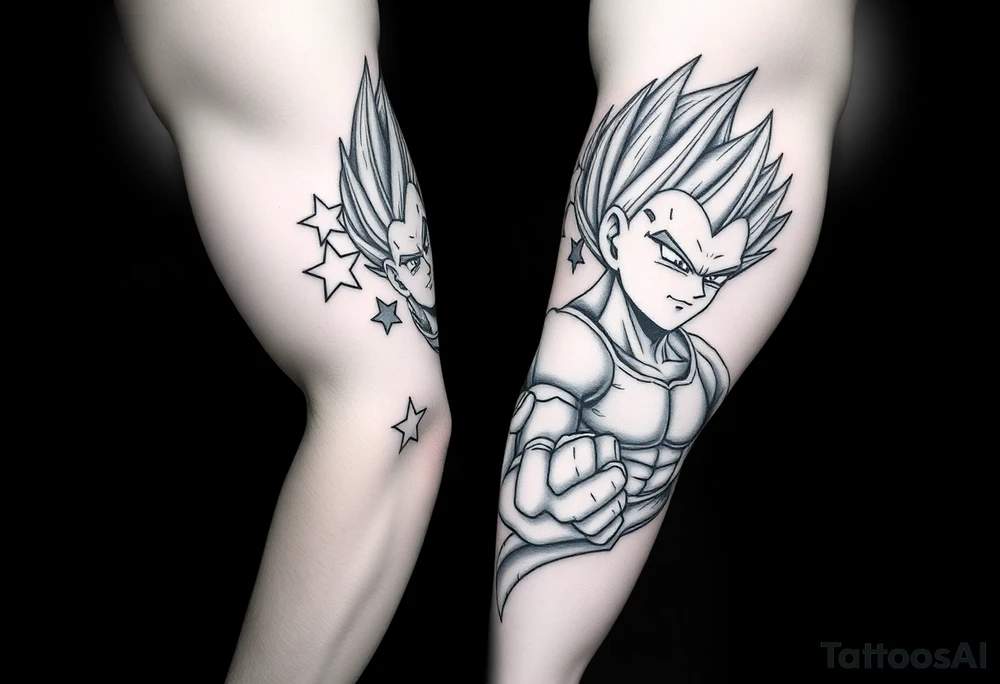 Vegeta with 3 star dragon ball tattoo idea