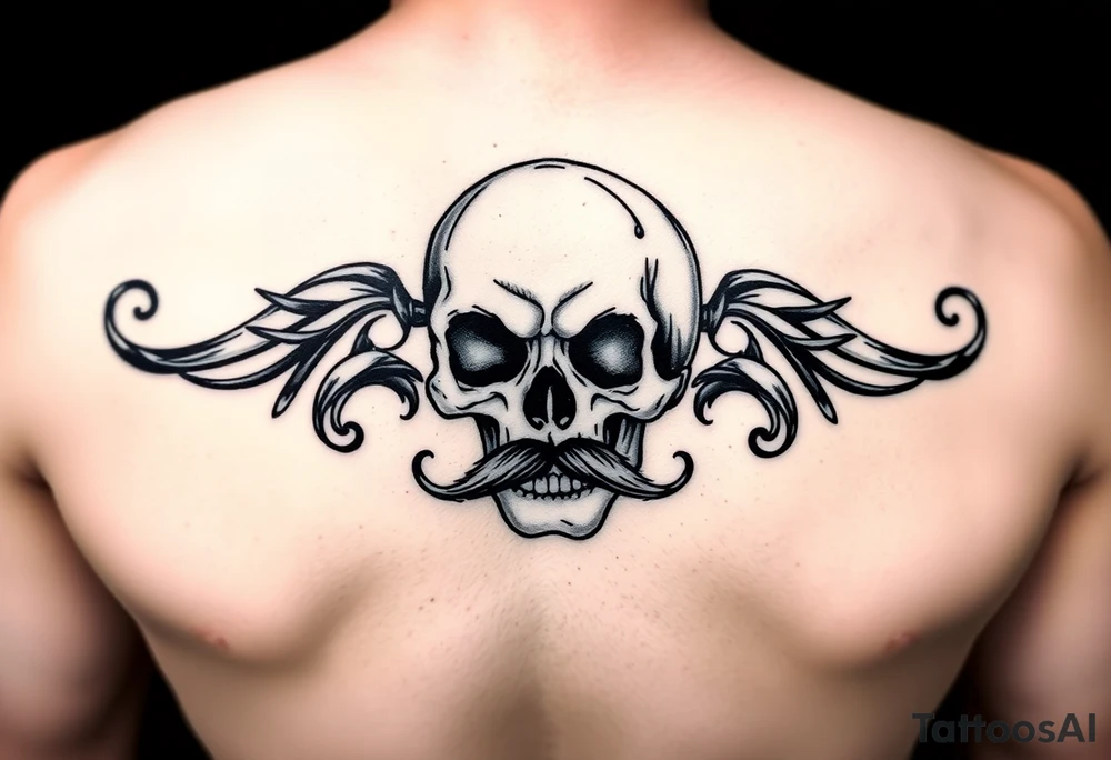 skull with mustache tattoo idea