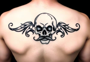 skull with mustache tattoo idea