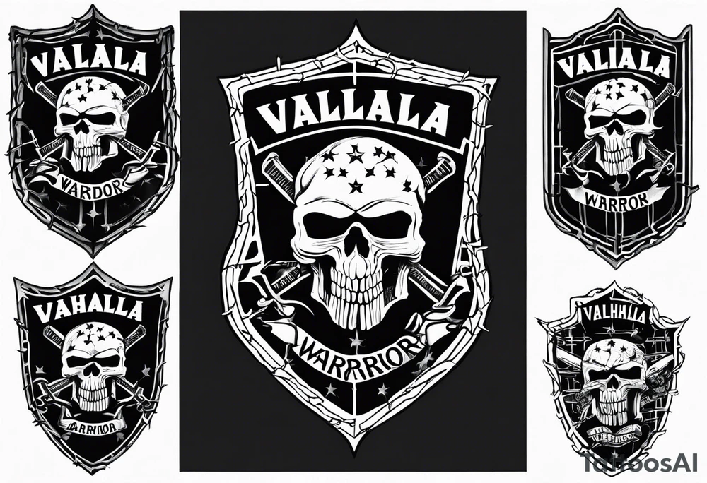 Wounded warrior valhalla shield barb wire prison tattoo idea