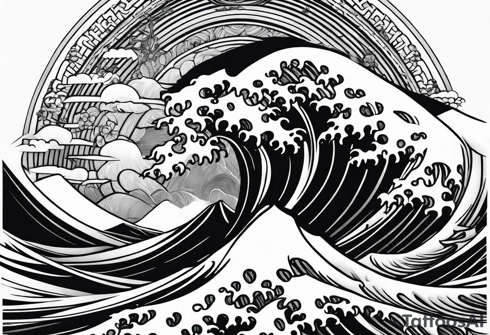 a japanese type of waves with samurai tattoo idea