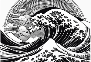 a japanese type of waves with samurai tattoo idea