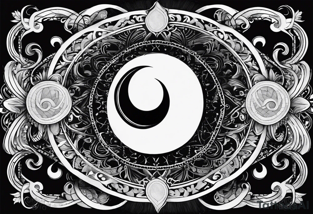 infinity symbol with the sun by one side and the moon by the other, no borders, nothing around, just those shapes tattoo idea