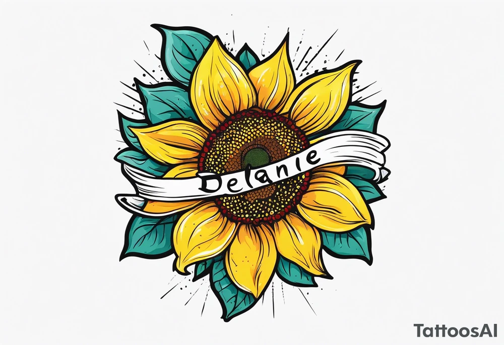 The word Delanie and incorporate a sunflower tattoo idea